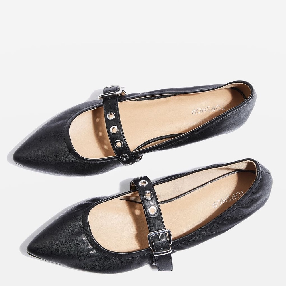 Topshop Buckle Strap Ballet Shoes